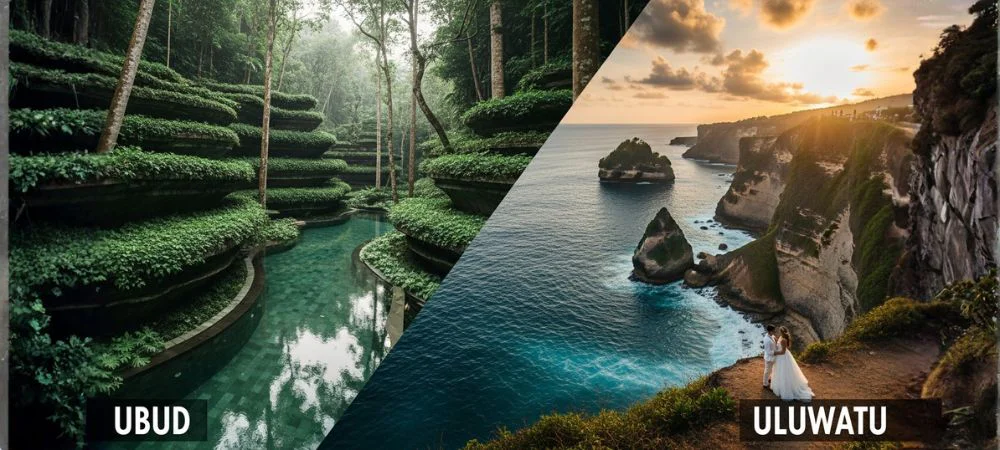 Visual Drama: Greenery vs. Blue Water
